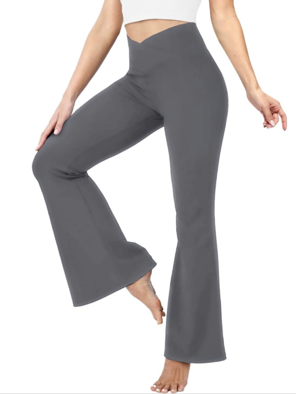AS Revival Women's Gray High-Waist Flared Leggings Super Soft Activewear Sz M